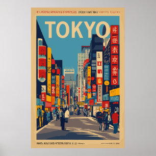 Póster Viaje vintage de Tokio