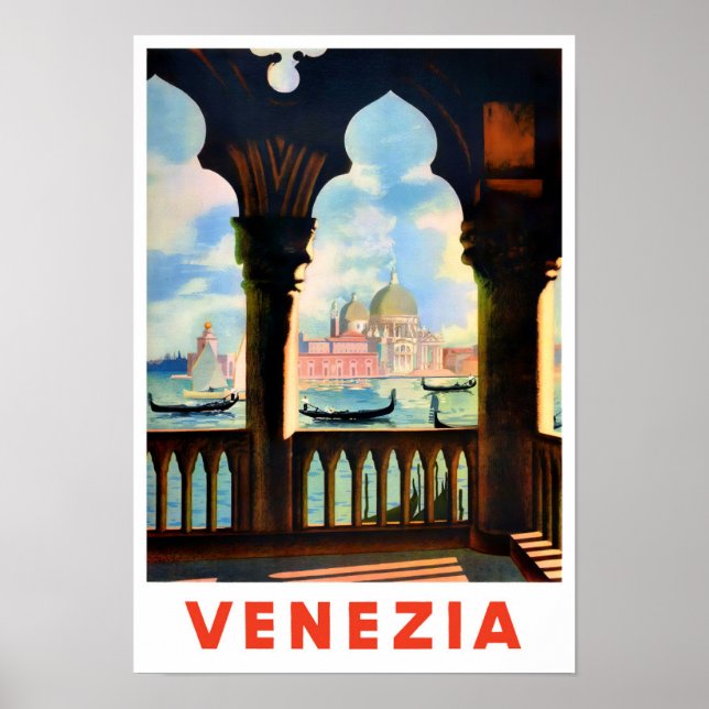Póster Viaje vintage de Venecia Italia (Frente)