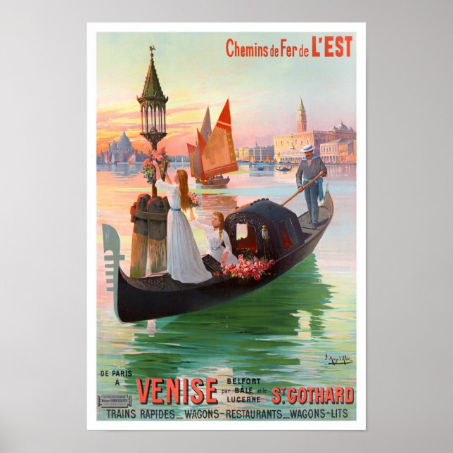 Póster Viaje vintage de Venecia Italia (Frente)