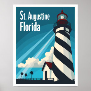 Póster Viaje Vintage del faro St. Augustine Florida