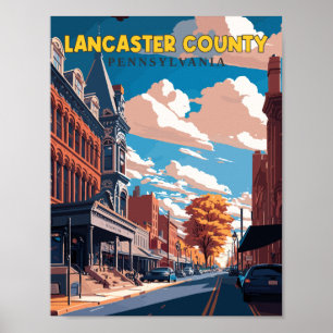 Póster Viaje vintage del Lancaster County Pennsylvania US