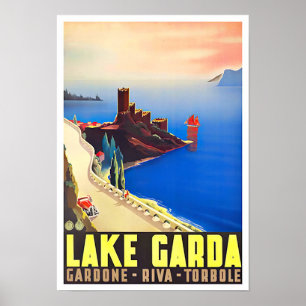 Póster Viaje vintage en el lago Garda Italia