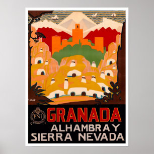 Póster Viaje vintage en Granada España