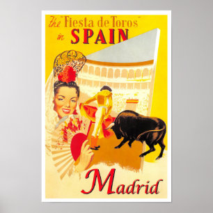 Póster Viaje vintage en Madrid España