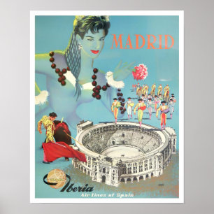 Póster Viaje vintage en Madrid España