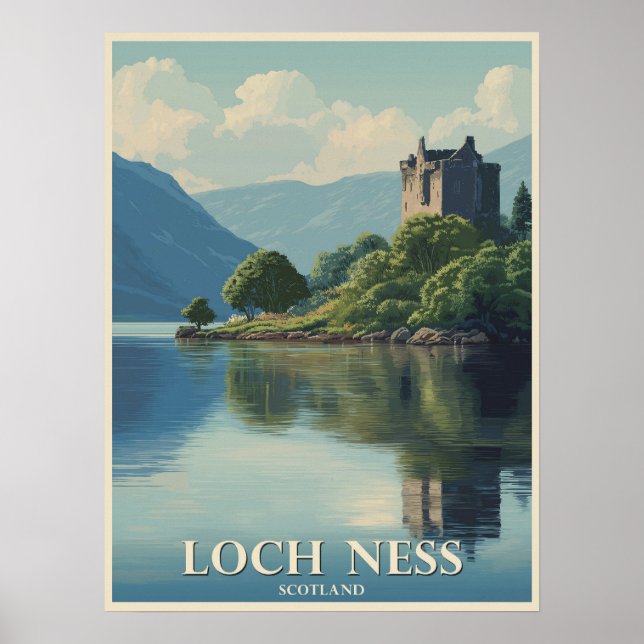 Póster Viaje Vintage Loch Ness Scotland (Frente)