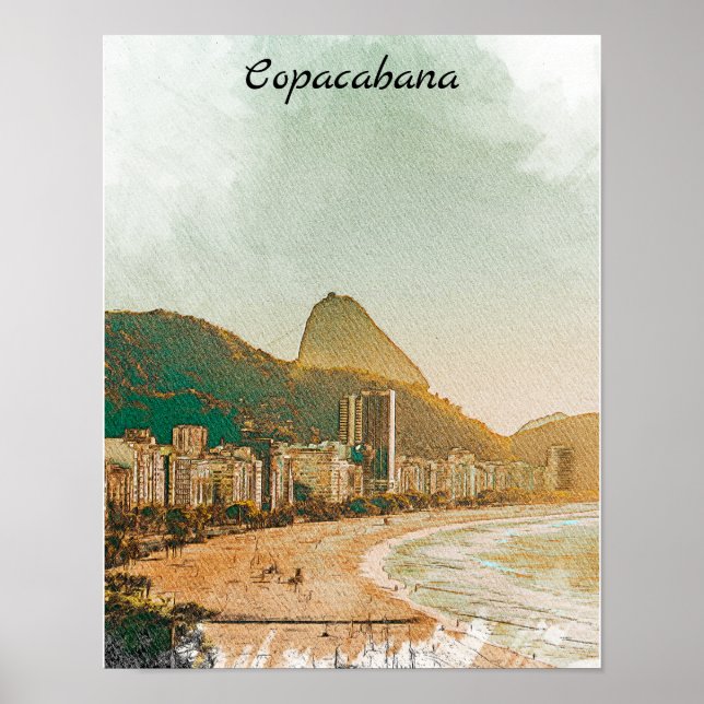 Póster Viaje Vintage Playa Copacabana Río de Janeiro (Frente)