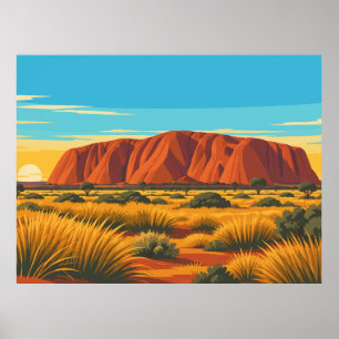 Póster Viaje vintage Uluru Australia