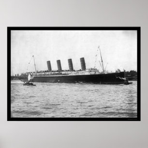Póster Viaje virginal del Lusitania 1907