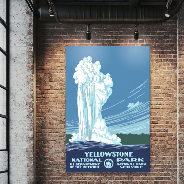 Póster Viaje WPA de gran piedra amarilla vintage (Yellowstone)