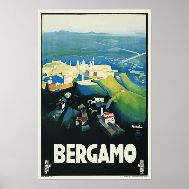 Póster Viaje y Poster de Vintage Bergamo Italia (Frente)