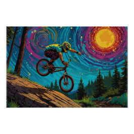 Póster Viajero BMX en pendiente de montaña