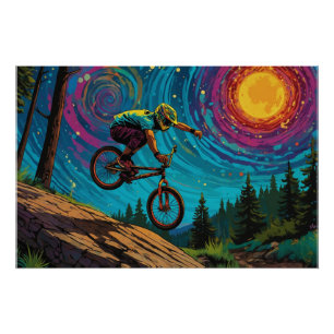 Póster Viajero BMX en pendiente de montaña