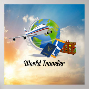 Póster Viajero del Mundo, Diseño 2,