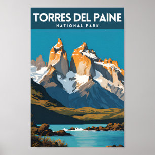 Póster Viajero del Parque Nacional Torres Del Paine
