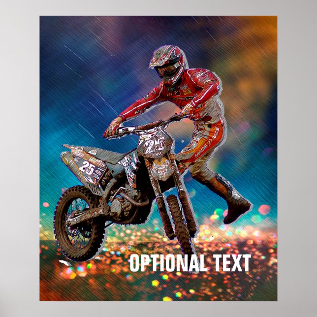 Póster Viajero en bicicleta sucia en tormenta de lluvia (Frente)