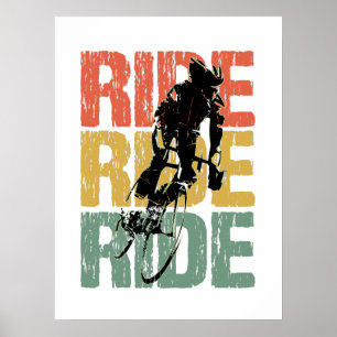 Póster Viajero en bicicleta vintage
