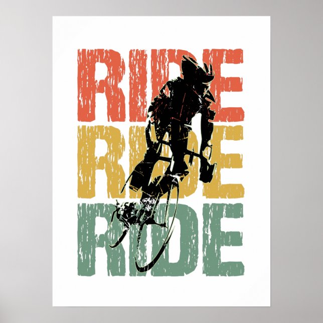 Póster Viajero en bicicleta vintage (Frente)