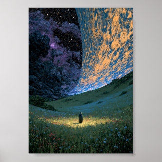 Póster Viajero Solitario Bajo Anillo Gigante