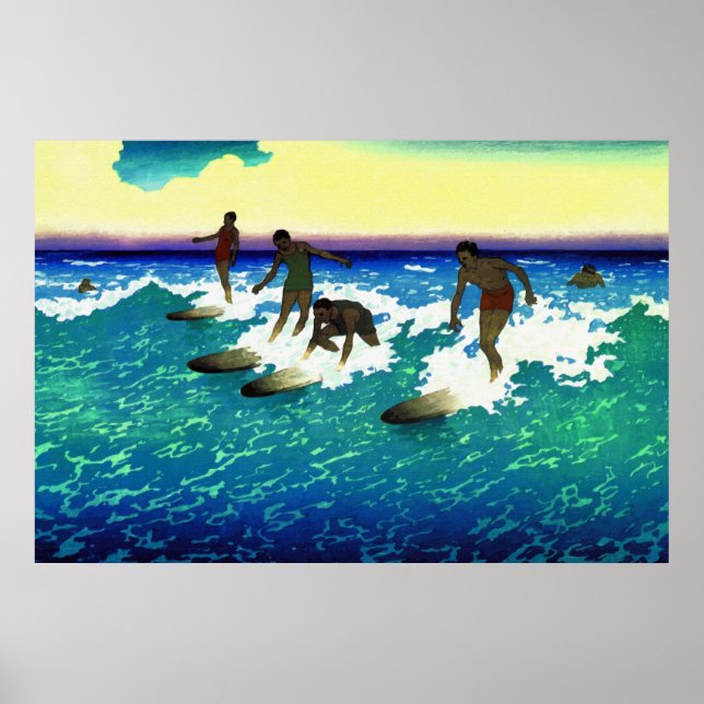 Póster Viajeros de surf de pintura Honolulu (Frente)