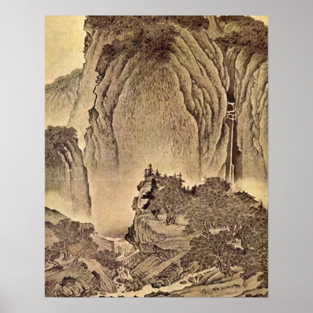 Póster Viajeros en las montañas por Fan Kuan (Frente)