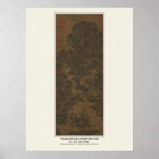 Póster Viajeros en un cartel de paso de montaña - Guan To