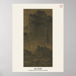 Póster Viajeros entre montañas y arroyos - Fan Kuan