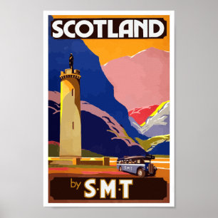 Póster Viajes a Escocia Vintage