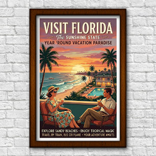 Póster Viajes a Florida de la década de 1960