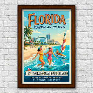 Póster Viajes a Florida de la década de 1960