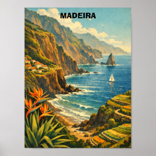 Póster Viajes Acantilados Costeros de Madeira Portugal Vi