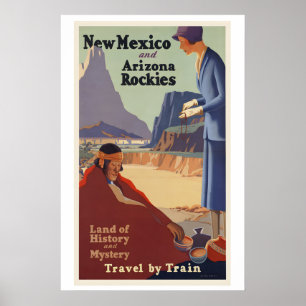 Póster Viajes antiguos a las Montañas Rocosas de Nuevo Mé