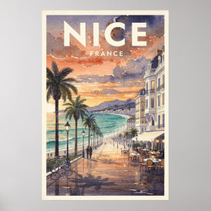 Póster Viajes Antiguos a Niza Francia