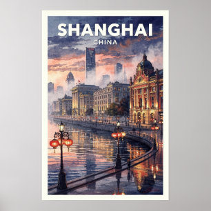 Póster Viajes Antiguos a Shanghai China