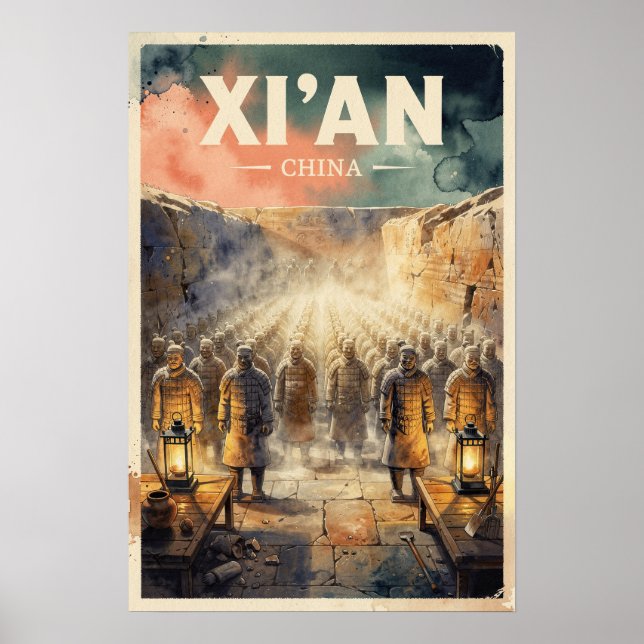 Póster Viajes antiguos a Xi'an, China (Frente)
