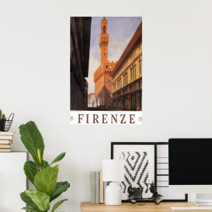 Póster Viajes Antiguos, Firenze, Florencia, Palazzo Vecch