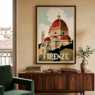 Póster Viajes Antiguos Florencia Firenze Italia Iglesia D