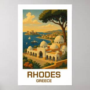 Póster Viajes Antiguos Rodas Grecia