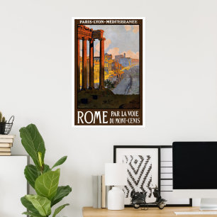 Póster Viajes Antiguos, Roma Italia Foro Romano al Amanec