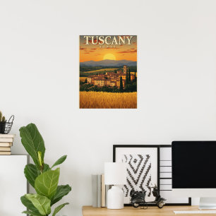 Póster Viajes Antiguos Toscana Italia Escénico Retro