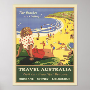 Póster Viajes Australia: Las playas llaman