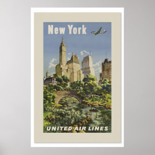 Póster Viajes con estilo vintage al Central Park de Nueva