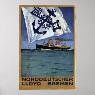 Póster Viajes con Norddeutscher Lloyd Bremen