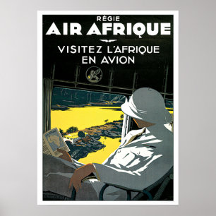 Póster Viajes de aerolíneas viejas en África