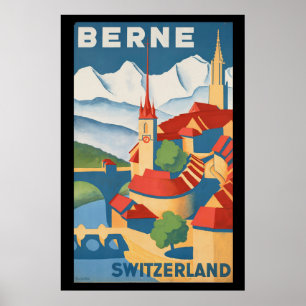 Póster Viajes de Berna Suiza Vintage