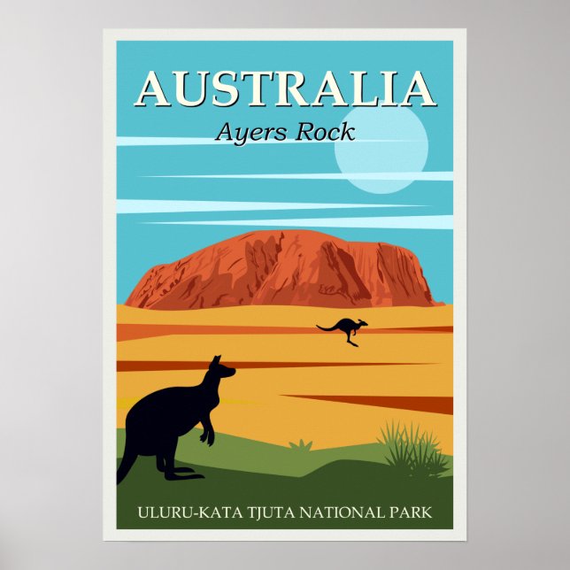 Póster Viajes de canguros en Australia (Frente)