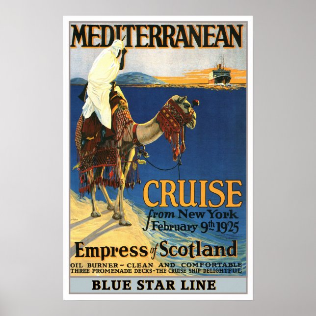 Póster Viajes de cosecha,Cruceros mediterráneos (Frente)