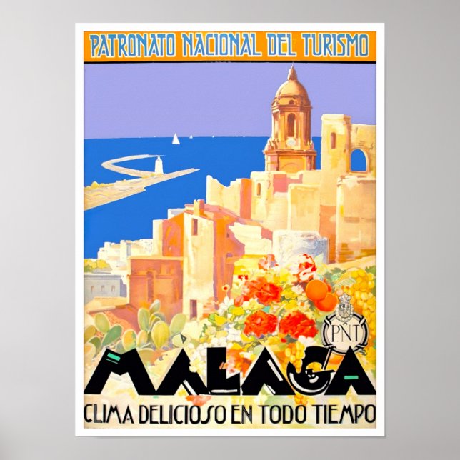 Póster Viajes de cosecha de Málaga España (Frente)