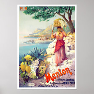 Póster Viajes de cosecha de Menton France