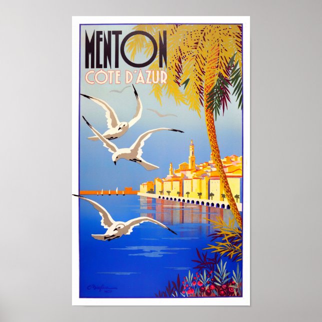 Póster Viajes de cosecha de Menton France (Frente)